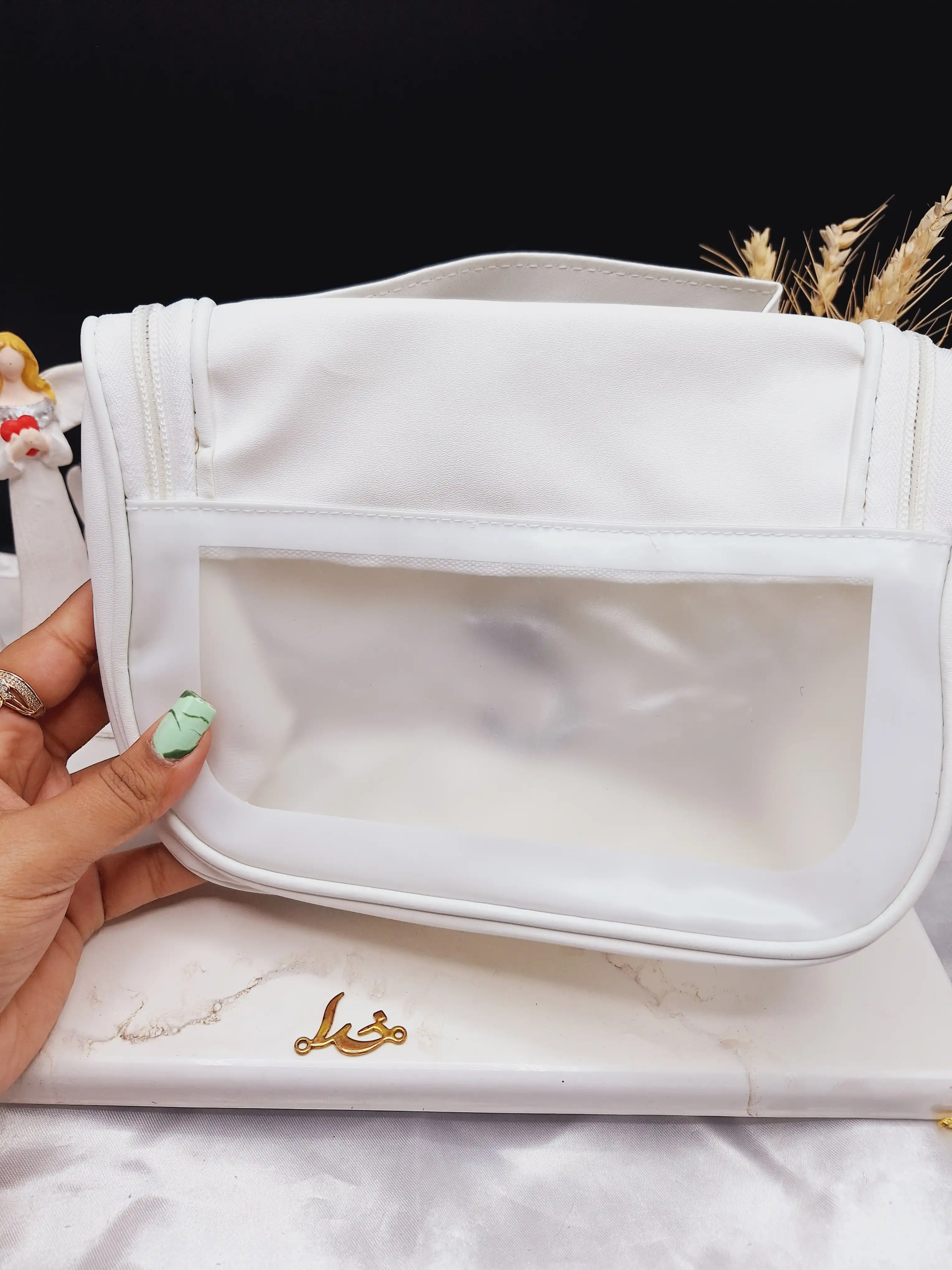 کیف آرایشی واشبگ بیضی سفید  سایز بزرگ WASHBAG