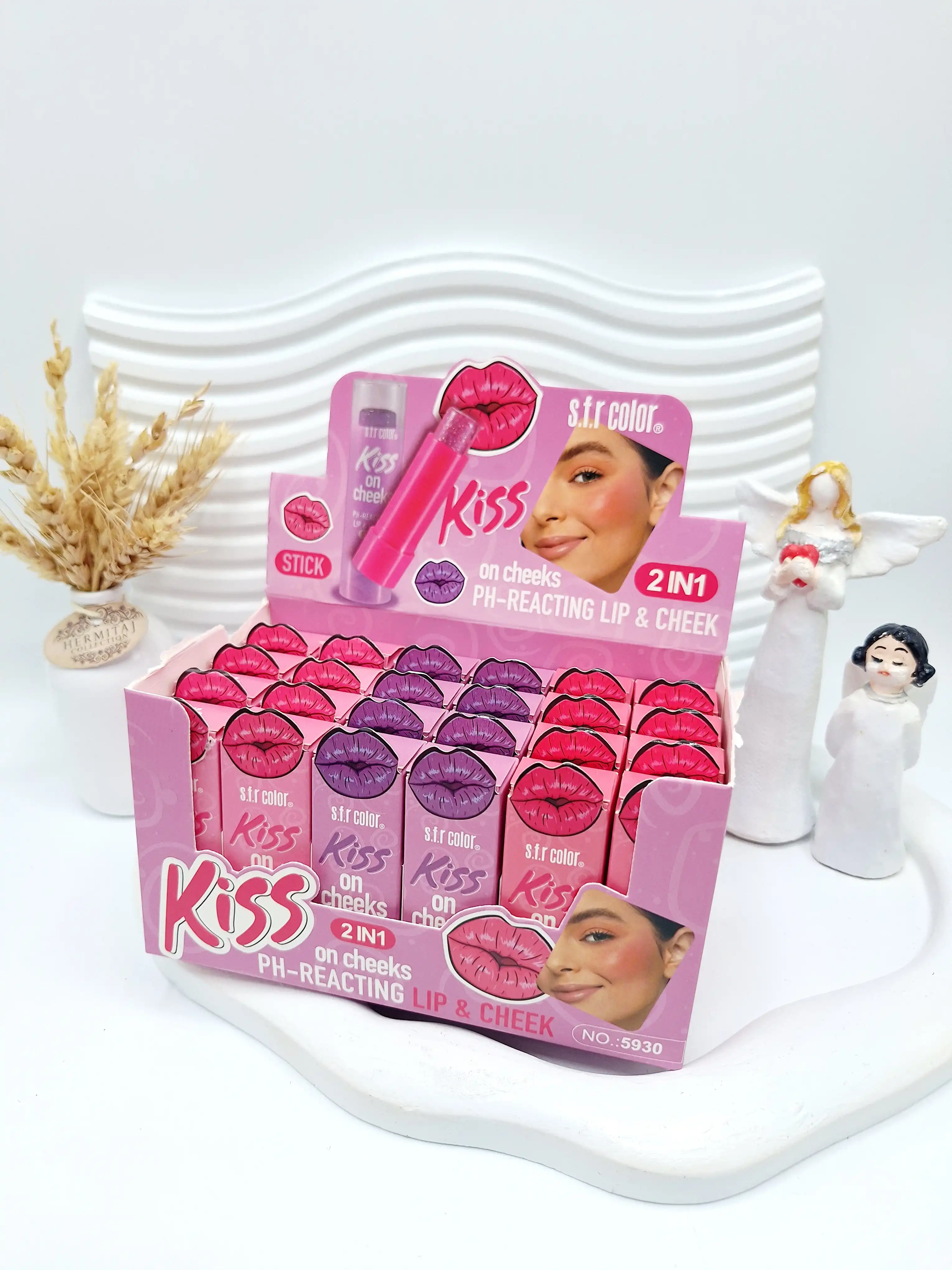 رژ لب و رژگونه استیکی حرارتی شاین دار اس اف آر کالر s.f.r color  کد 5930
